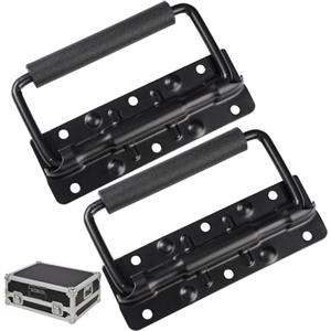 Lunza 2 Pezzi Manico Pieghevole A Molla, 124mm Maniglia Della Scatola, Maniglia Pieghevole, Impugnatura Baule Nero, Pieghevoli A Molla, per Cassette Degli Attrezzi o Scatole di Immagazzinaggio,Cassaforte