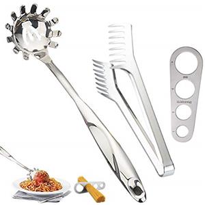 TheStriven 3 Pz Spaghetti Server Set 23,9 cm Spaghetti Pasta Tong 32,5 cm Pasta Cucchiaio Server Forchetta Spaghetti Strumento Misura Pasta Porzione Control Gadget per Tagliatelle Pasta Server per Cucina
