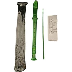 GMM Flauto soprano, flauto dolce in tre pezzi per principianti e studenti, con custodia, scovolino per pulizia, tabella per diteggiatura. (VERDE FLUO TRASP)