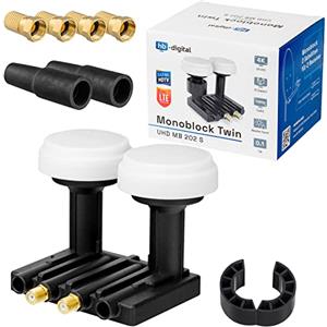 HB-Digital LNB monoblocco da 0,1 dB LNC diretto per decoder satellitare Astra 19,2° e Hotbird 13° Full HD TV 3D Ultra HD 4K + connettori tipo F placcati oro (confezione in lingua italiana non garantita)
