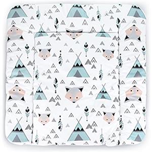 Balbina Materassino per fasciatoio, impermeabile, lavabile, per fasciatoio, lavabile, per fasciatoio, lavabile, per bambini, 60 x 70 cm, motivo volpe Tipi menta
