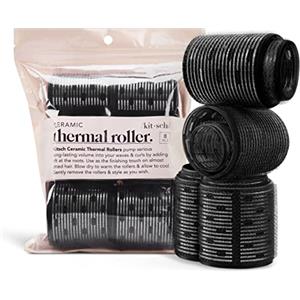 Kitsch Bigodini per capelli in ceramica, auto-aderenti, termici, bigodini per capelli, 8 pezzi (nero)