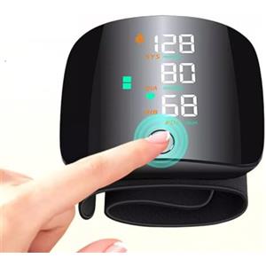 FiTspi - Misuratore di pressione sanguigna da polso automatico e preciso, monitor BP con grande display LCD portatile, bracciale regolabile con funzione di memoria per uso domestico e da viaggio