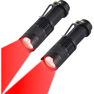 LIAISIMI Torcia a Luce Rossa, Torcia a LED Rossa, 3 Modalità, Impermeabile, Zoomabile, Portatile per Caccia Notturna, Pesca, Camping e Astronomia (Confezione da 2)