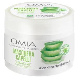 Omia - Maschera Per Capelli Erboristica con Aloe Vera del Salento, Trattamento Idratante e Illuminante per Capelli Secchi, Maschera per Lavaggi Frequenti, Senza Siliconi e SLES - Flacone da 250 ml