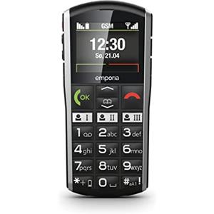 EmporiaSIMPLICITY - Telefono Cellulare, Display 2" a colori, Tasti Grandi, Tasto SOS, Basetta di ricarica, M4/T4 compatibile con gli apparecchi acustici, Bluetooth, Black [Germania]