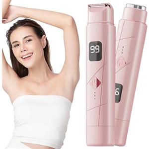 Colexy Rasoio elettrico da donna, 2 in 1, rasoio elettrico a doppia testa, per donna, rasoio intimo, impermeabile, senza fili, per bagnato/asciutto, epilatore per viso, bikini, ascelle, gambe e corpo