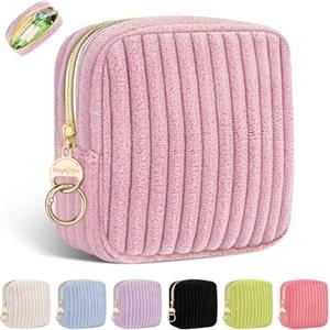 Playexen Porta Assorbenti da Borsa Sacchetti di Pola per Portaassorbenti Igienici per Mestruazioni con Cerniera Pochette Piccola Porta-assorbenti Tampons Portatile Per Donna Ragazza Sacch Regalo(Rosa)