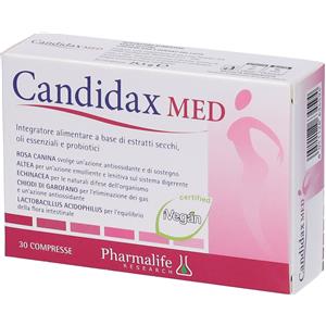 Pharmalife Candidax Med - Integratore Alimentare 30 Compresse con Rosa Canina, Altea ed Echinacea per un Intestino Sano