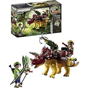 Playmobil Dino Rise 71262 Triceratopo - Dinosauro con Armatura Removibile e Sellino Speciale per Il Personaggio, Giocattolo per Bambini dai 5 Anni in su