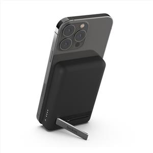 Belkin Batteria esterna wireless magnetica da 5000 mAh, caricabatteria portatile con MagSafe, ricarica passante, uscita da 7,5 W, ingresso da 10 W, supporto estraibile, iPhone 17/16/15/14/13, Nero