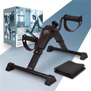 PORTENTUM Pedaliera riabilitazione per anziani con base migliorata e tappetino antiscivolo - Pieghevole - Schermo LCD - Mini cyclette da seduta braccia e gambe compatta con resistenza regolabile