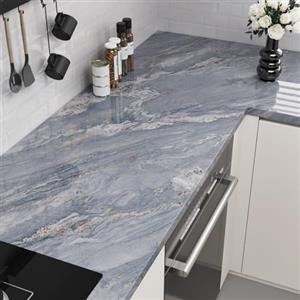 VaryPaper Carta Adesiva Effetto Marmo Grigio Oro Lucido Pellicola Top Cucina Lavabile 40cmx200cm Pellicola Adesiva per Mobili in Vinile Carta da Parati Camera Letto Bagno Armadio Tavolo da Pranzo