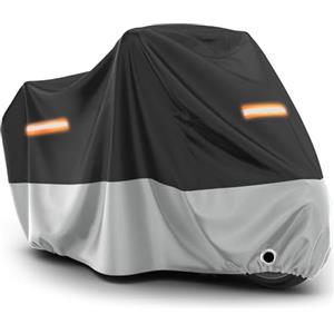 Favoto Telo Coprimoto Esterna Impermeabile - Copertura per Moto XXL Oxford Antipolvere Protezione UV con Foro per Lucchetto Fibbia Antivento 245x105x125cm Nero Argento