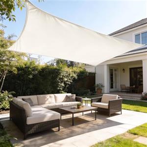 HAIKUS Tenda a Vela Impermeabile Rettangolare 4x6 m, Vela Ombreggiante Impermeabile 6x4, Tenda da Sole per Esterno Giardino Terrazzo, Bianca Beige
