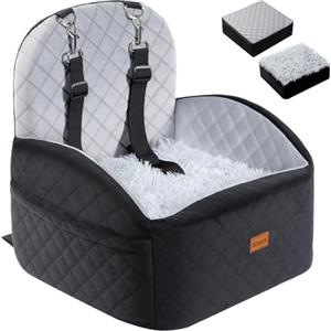Gimars Reversibile Seggiolino Auto Per Cani conPeluche Lungo/Corto Cuscino sedile Per Cani Piccoli/Medi Fino A 16kg, Sfoderabile Lavabile Trasportino Per Cani Auto Con 15cm 28D Egg-Crate Schiuma, S
