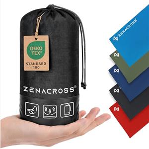 Zenacross Sacco a Pelo Interno Ultraleggero in Microfibra - Sacco Lenzuolo Da Viaggio con Scomparto per Cuscino - Lenzuolo da Viaggio per l'estate - Nero