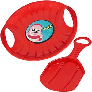 KOTARBAU® 2 Pezzi Slittino da Neve per Bambini - PVC - 60 cm - Rosso - Slittini per la Neve 34 x 53 cm - Slitta per Bambini - con Manici Ergonomici - Leggero Resistente