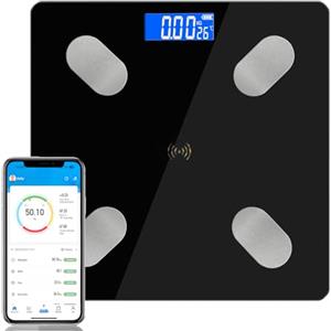 Diboniur Bilancia Pesapersone Digitale, Bilancia Impedenziometrica Pesa Persona Professionale Smart per IOS e Android con 12 Indicatori, Peso, Massa Magra e Grassa, BMI e Altro