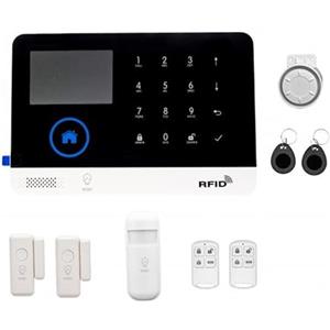 WIBY Allarme Casa Senza Fili, 2G/4G Sistema Antifurto Completo con Sirena Allarme 120dB, Telecomando Intelligente, Display LCD, Invite vocale, Sicurezza per la casa, ufficio