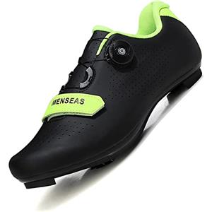 Prodkfe Scarpe da Ciclismo Antiscivolo, Scarpe da Bicicletta per Bici da Strada Sneaker da Mountain Bike SPD/SPD-SL Scarpe da MTB per Bici da Interno Compatibili per Uomo E Donna B Nero Verde 45 EU