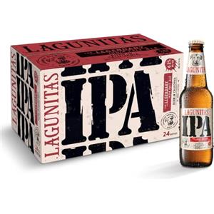 Lagunitas Birra Lagunitas IPA, Cassa con 24 Bottiglie da 33cl, Birra IPA ad Alta Fermentazione, Gusto Connotato da un Mix Pulito di Agrumi Rinfrescanti, Caramello Dolce e un Gradevole Amaro, Gradazione 6,2% Vol
