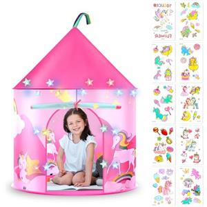 HOTUT Tenda per Bambini, Casetta da Giardino per Bambini con Luci Fatate e Adesivi Unicorno, Tenda da Gioco Castello da Principessa per Ragazze e Bambino, Tende Gioco per Ragazzi e Ragazze