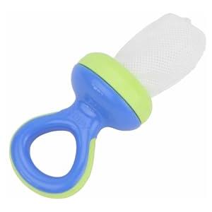 Nuby Nûby - Succhietto per Frutta - Introduzione Sicura ai Cibi Solidi - Con Chiusura di Sicurezza e Cappuccio Igienico - Blu - 6m+