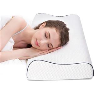 Fityou Cuscino Cervicale Memory con Altezza Regolabile, Cuscino a Doppia Onda Antipolvere, Memory Foam Guanciale Letto Ergonomico per a Collo Cervicali, Rimovibile/Lavabile, 60 * 35 * 11/9cm