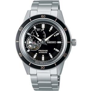 Seiko Presage SSA425J1 - Orologio da uomo, movimento automatico giapponese, display analogico, cinturino in acciaio inox color argento, Nero/puro piacere, Bracciale