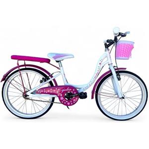 MADICKS Bicicletta Bambina da 6 a 8 anni, Misura 20 Pollici, Bici da Passeggio con Cestino Floreale Rosa (altezza bambina: 1,20-1,35 m) Bianco-Rosa · Design Italiano · Telaio Robusto · Colori Vivaci