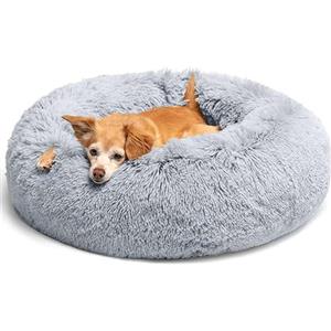 LUOJINYI - Cuccia morbida per cani di taglia grande, media e piccola, lavabile, con fondo antiscivolo, rotonda, 50 cm, colore: grigio chiaro