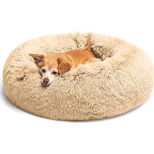 LUOJINYI - Cuccia morbida per cani di taglia grande, media e piccola, lavabile, con fondo antiscivolo, rotonda, 70 cm, colore: cammello