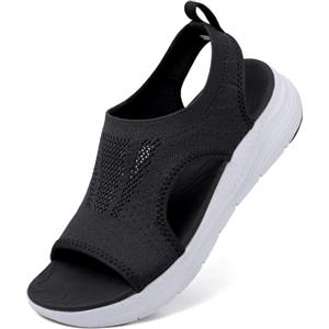 DimaiGlobal Sandali Donna Estive Comodi Ortopedici con Punta Aperta Scarpe Lavabili Sandalo Sportivo Scarpe con Zeppa 39EU Nero/Bianco
