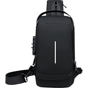 Aucuu Antifurto Zaino Monospalla Uomo Business da Petto con Porta Ricarica USB - Borsa Tracolla Leggero per Ciclismo, Sport e Viaggio