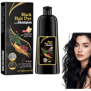 Rakiuty 3-In-1 Shampoo Colorante,Shampoo per la Tintura,Colorante Capelli Istantaneo,Hair Dye Shampoos Capelli Colorati 3 in 1,Hair Dye Naturale per Capelli Vegetali (Nero)