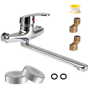 Bofanze Rubinetto da Parete Lavatoio,Ruotabile a 360°,Miscelatore Lavello a Muro Rubinetto a Muro Cucina Rubinetto da Cucina a Parete Miscelatore Lavello Cucina per Lavabi Doppi, Cucine e Bagni