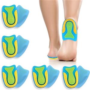 Udbrud Solette per Tallone, 5 Paia Talloniera in Gel di Silicone Tendine d'Achille Plantari per Tallonite Talloniere Scarpa per Fascite Plantare Spina Calcaneare la Tendinite（L）