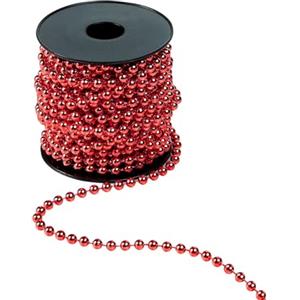 lokxmve Collana di perle per albero di Natale, 10 m, colore rosso, ghirlanda di perle natalizie, albero di Natale, filo di perle, per decorazioni natalizie, fai da te, decorazione di nozze