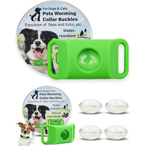 chenghuayu Aquality Pets Collare Antiparassitario Naturale - Collare Antipulci per Cani Con 4 Capsule Sostituibili, Ingredienti 100% Naturali, Sicuro per Cani E Gatti, Adatto a Tutti I Cani E Gatti (1*Verde)