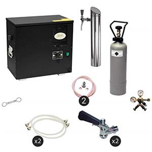ich-zapfe.de Set Completo - Spillatore Birra - AS-40, Dispenser Birra, sottobanco, Macchina per Birra 2-Linee, Keg:Type S, Keg 2:KeyKeg