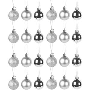BinXiaoQin 24 palline di Natale in argento, per albero di Natale, in plastica, con glitter, per Natale, Natale, Natale, diametro 3 cm