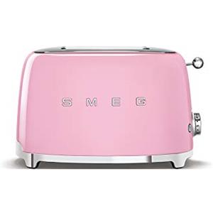 Smeg, Tostapane 2x2 TSF01PKEU, 2 Scomparti da 36mm, 6 Livelli di Doratura, Funzione Riscaldamento, Scongelamento e Bagel, Espulsione Automatica del Pane, Cassetto Raccoglibriciole, 950W, Rosa
