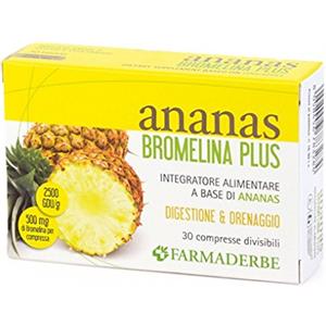Farmaderbe 67977 Ananas Bromelina Plus, Integratore Alimentare, 30 compresse