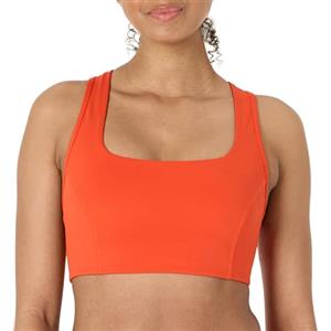 Amazon Essentials Active FormFlex Reggiseno Sportivo da Donna con Collo Quadrato e Spalline Incrociate sulla Schiena, Rosso Brillante, L