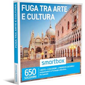 Smartbox Cofanetto regalo Fuga tra arte e cultura, Idea regalo originale, Una notte con colazione e una proposta culturale per 2