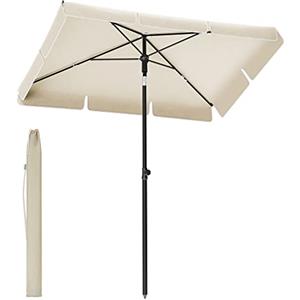 SONGMICS Ombrellone da Balcone 180 x 125 cm, UPF 50+, Inclinazione Bidirezionale a 30°, Altezza Regolabile, con Borsa da Trasporto, Giardino Terrazzo, senza Base, Beige GPU180M01