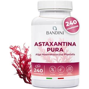 Bandini® Astaxantina 240 compresse (8 mesi di scorta) | Pura 8 mg per compressa | | Potente antiossidante naturale da alga Haematococcus Pluvialis - Natural Astaxanthine, Senza magnesio stearato