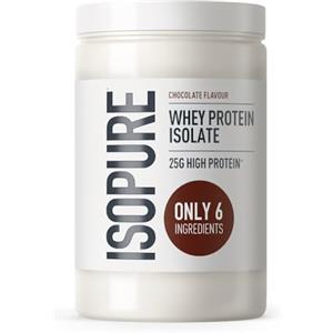 Isopure Proteine Whey Isolate al Cioccolato, Ricco di Proteine con 25 g per Porzione, Basso Contenuto di Zuccheri, Senza Aromi né Dolcificanti Artificiali, Solo 6 Ingredienti, 480 g