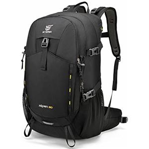 SKYSPER Zaino da Hiking Professionale 30L, Impermeabile con Copri Pioggia e Ventilazione Posteriore per Escursioni, Viaggi, Campeggio - ALP01-Nero